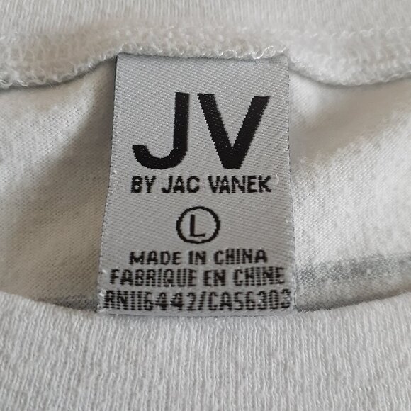 JV by Jac Vanek Women's Size Large White Gray Stripe Be A Good Human T-Shirt - Picture 4 of 9